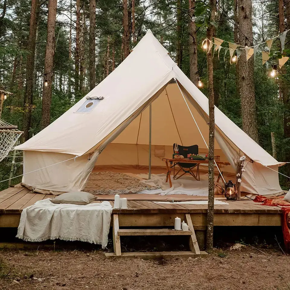 Outdoor Canvas Bell Tent 900D Oxford Cloth Luxury Large Yurt Tent