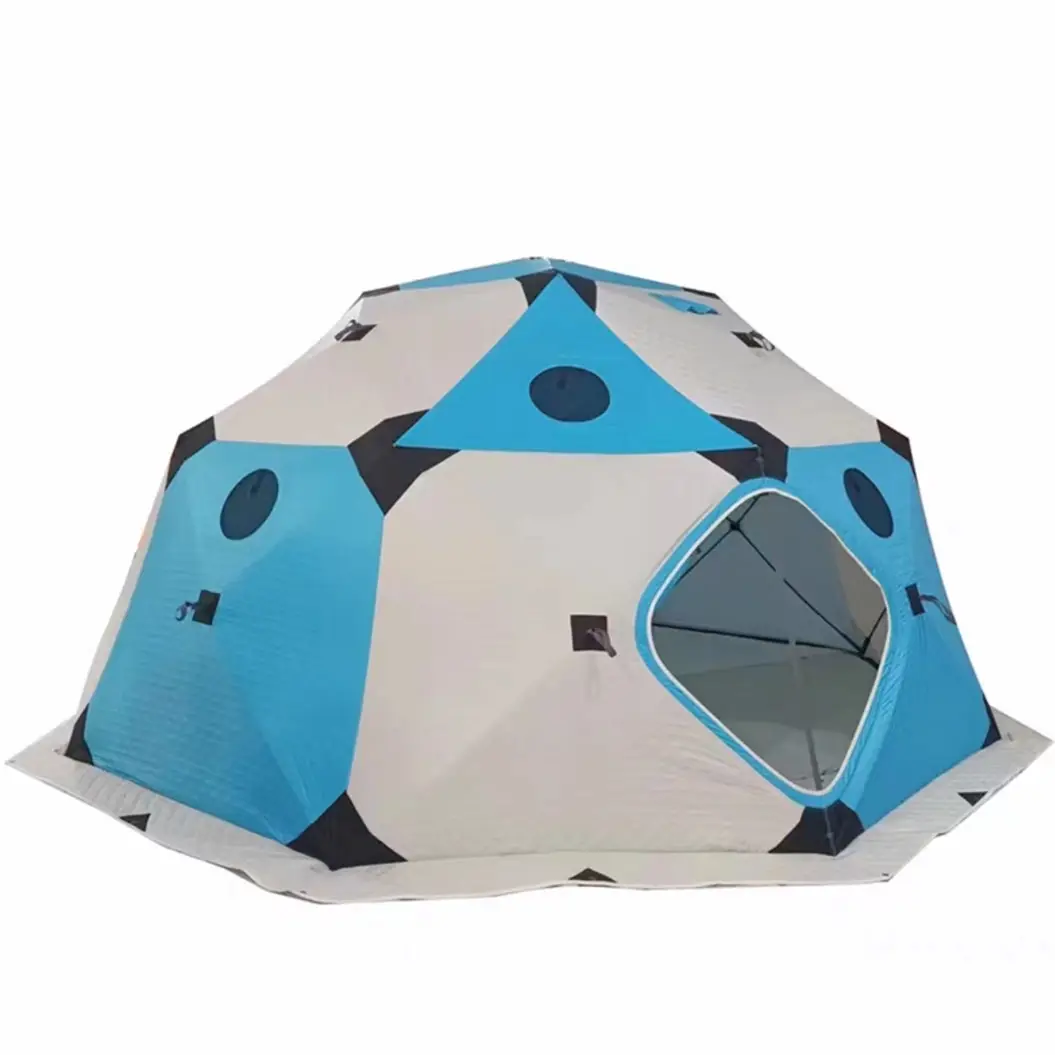 Automatic Insulated Ice Fishing Shelter Winter Camping Tent Blue and White