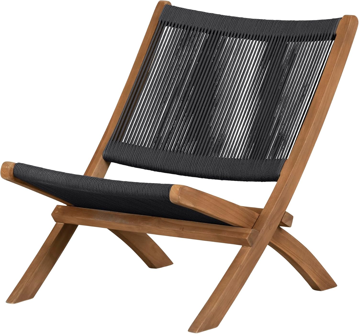 Wood and Rope Lounge Chair, Natural and Gray
